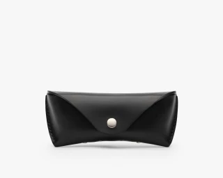 Hard Leather Sunglasses Case With Full Lining, Size M In Midnight Color