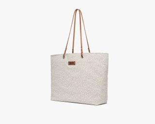 Cotton Purse With Leather Handles
