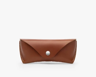 Hard Leather Sunglasses Case Without Lining, Size M In Whiskey Color