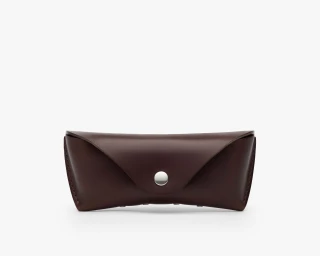 Hard Leather Sunglasses Case Without Lining, Size M In Coffee Color