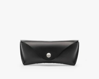 Hard Leather Sunglasses Case Without Lining, Size M In Midnight Color
