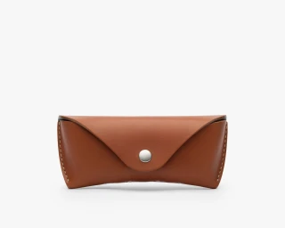 Hard Leather Sunglasses Case With Full Lining, Size M In Whiskey Color