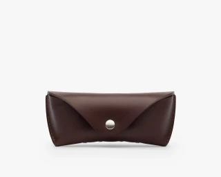 Hard Leather Sunglasses Case With Full Lining, Size M In Coffee Color