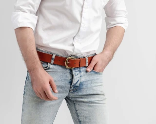 Mens Jeans Belt, Size M In Whiskey Color