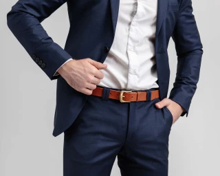 Mens Trousers Belt, Size M In Whiskey Color