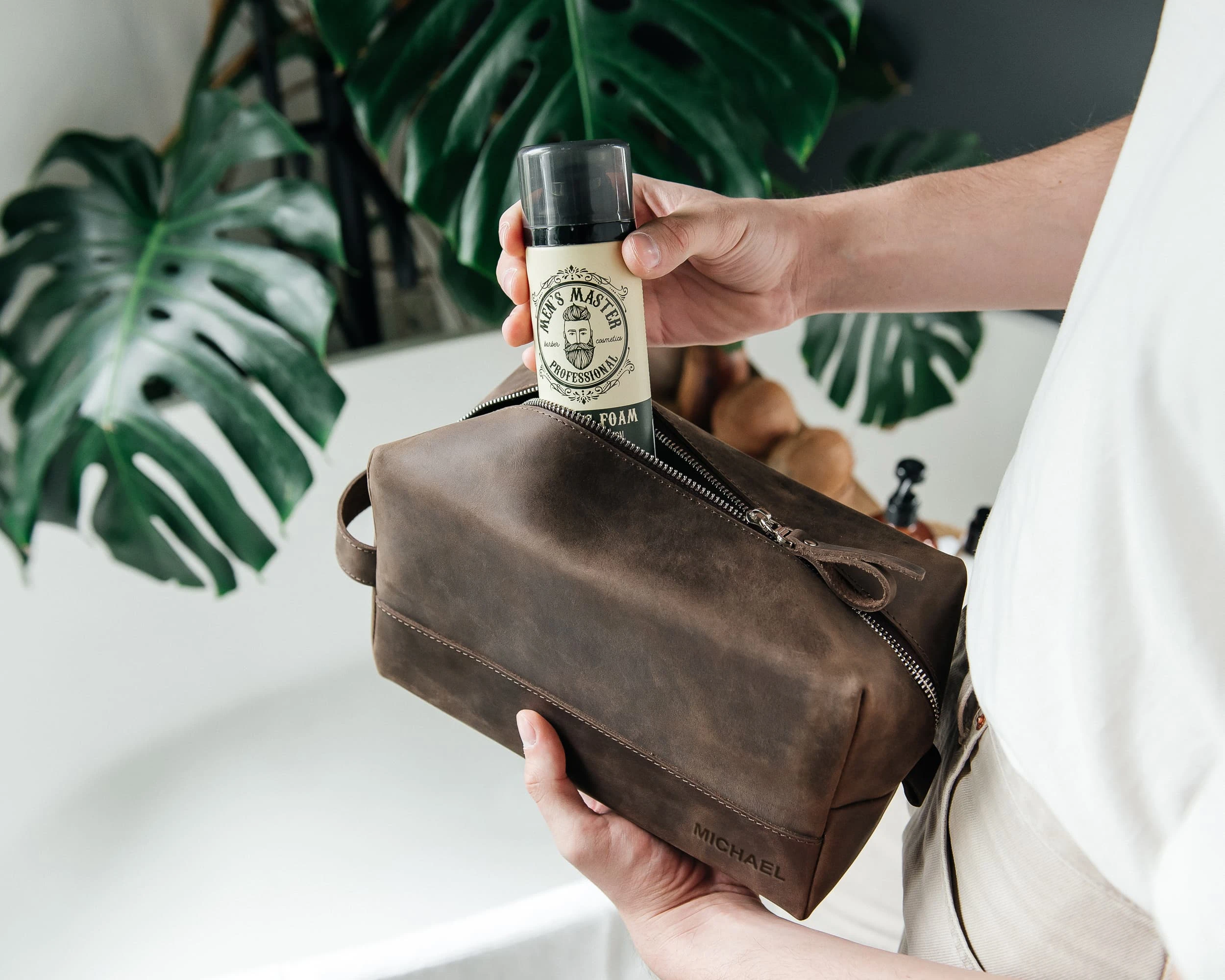 leather dopp kit gift for him