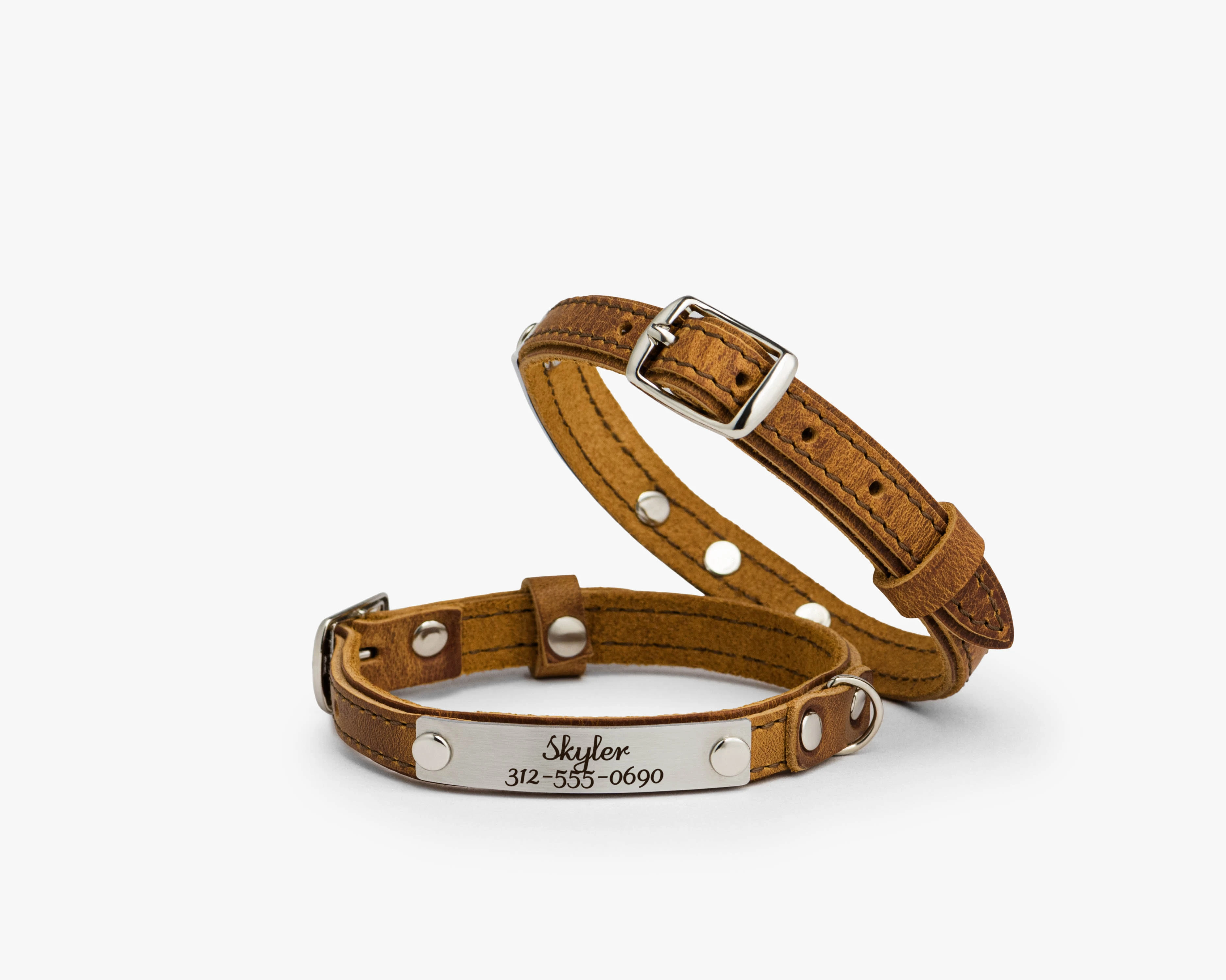 belt leather cat collar