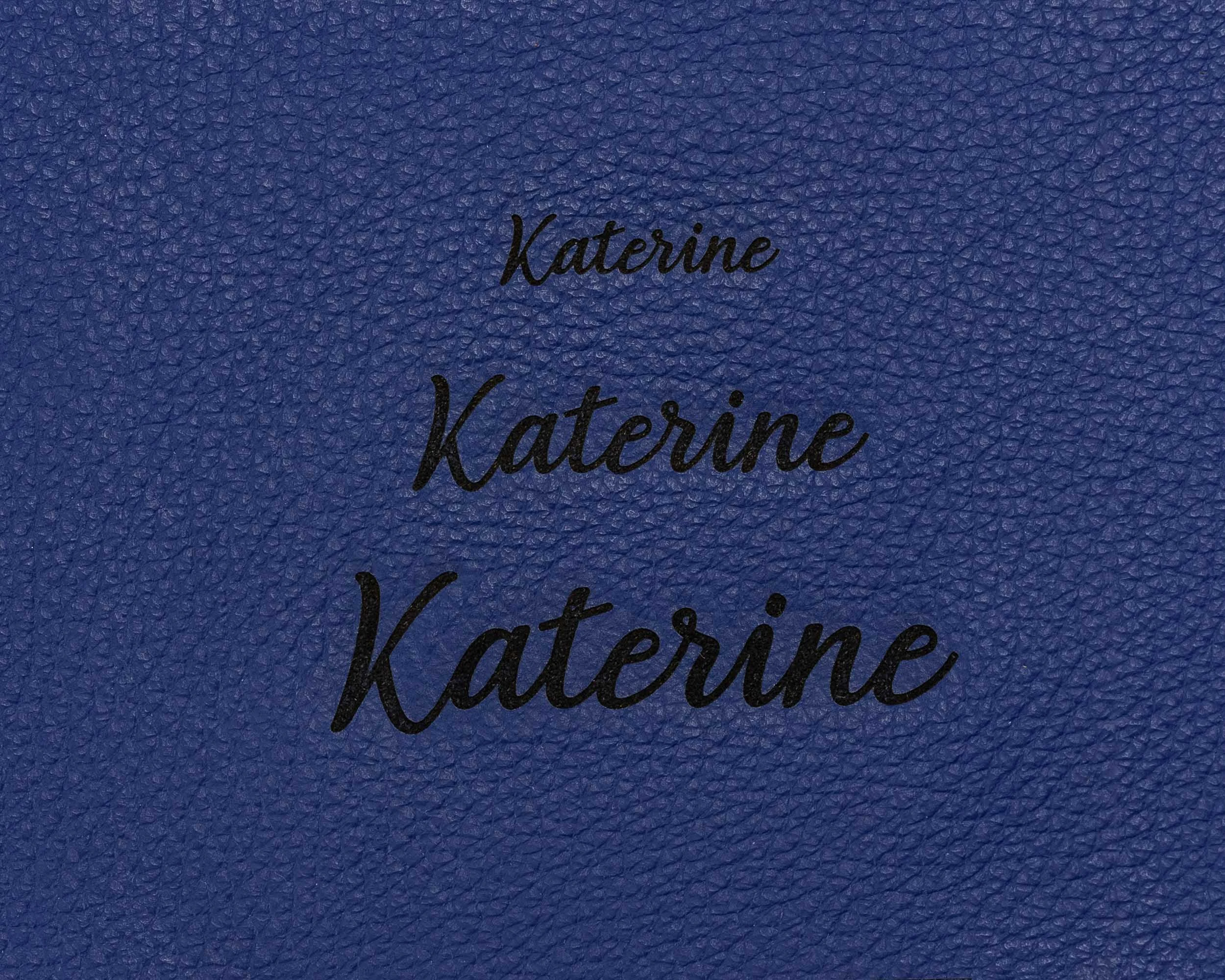 size of engraved text of pebbled leather