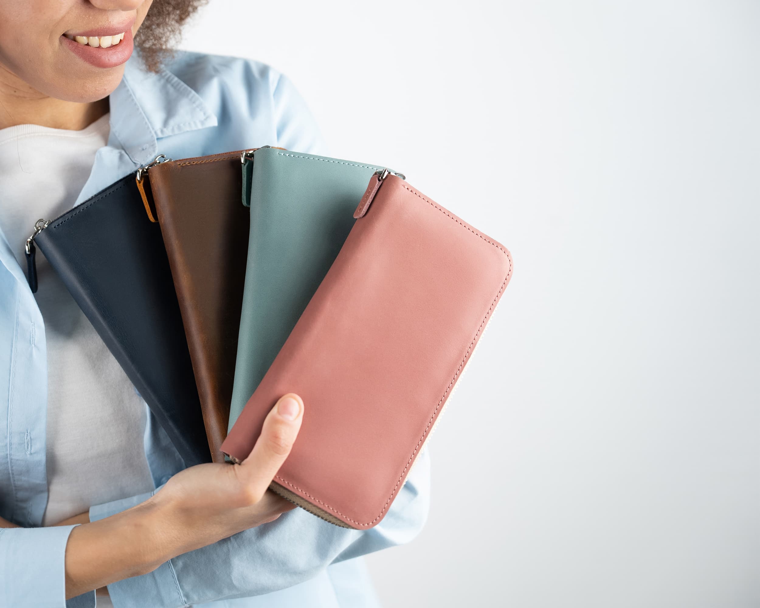 leather wallet in rich palette