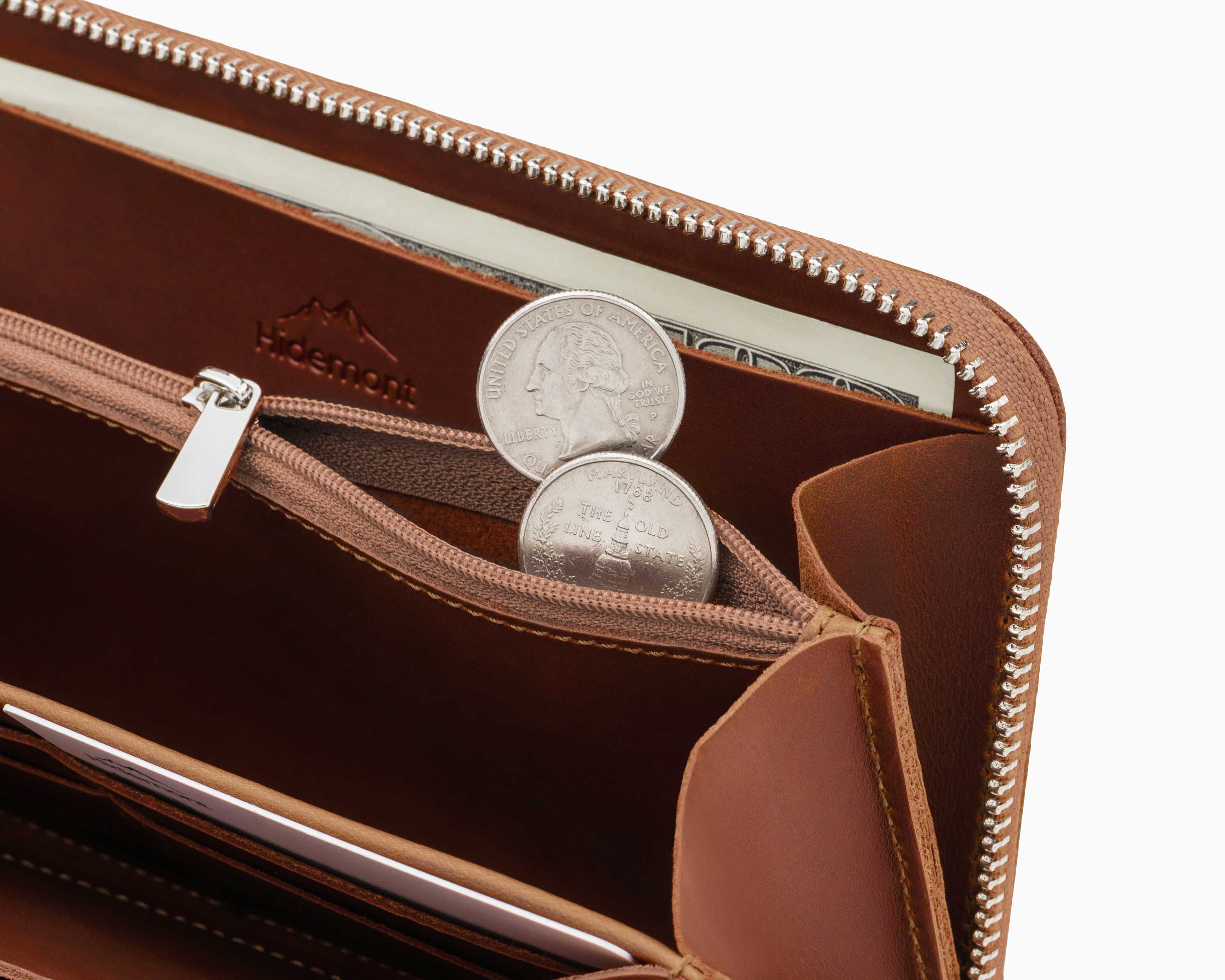 Ashley large zip-around women's leather wallet by Hidemont