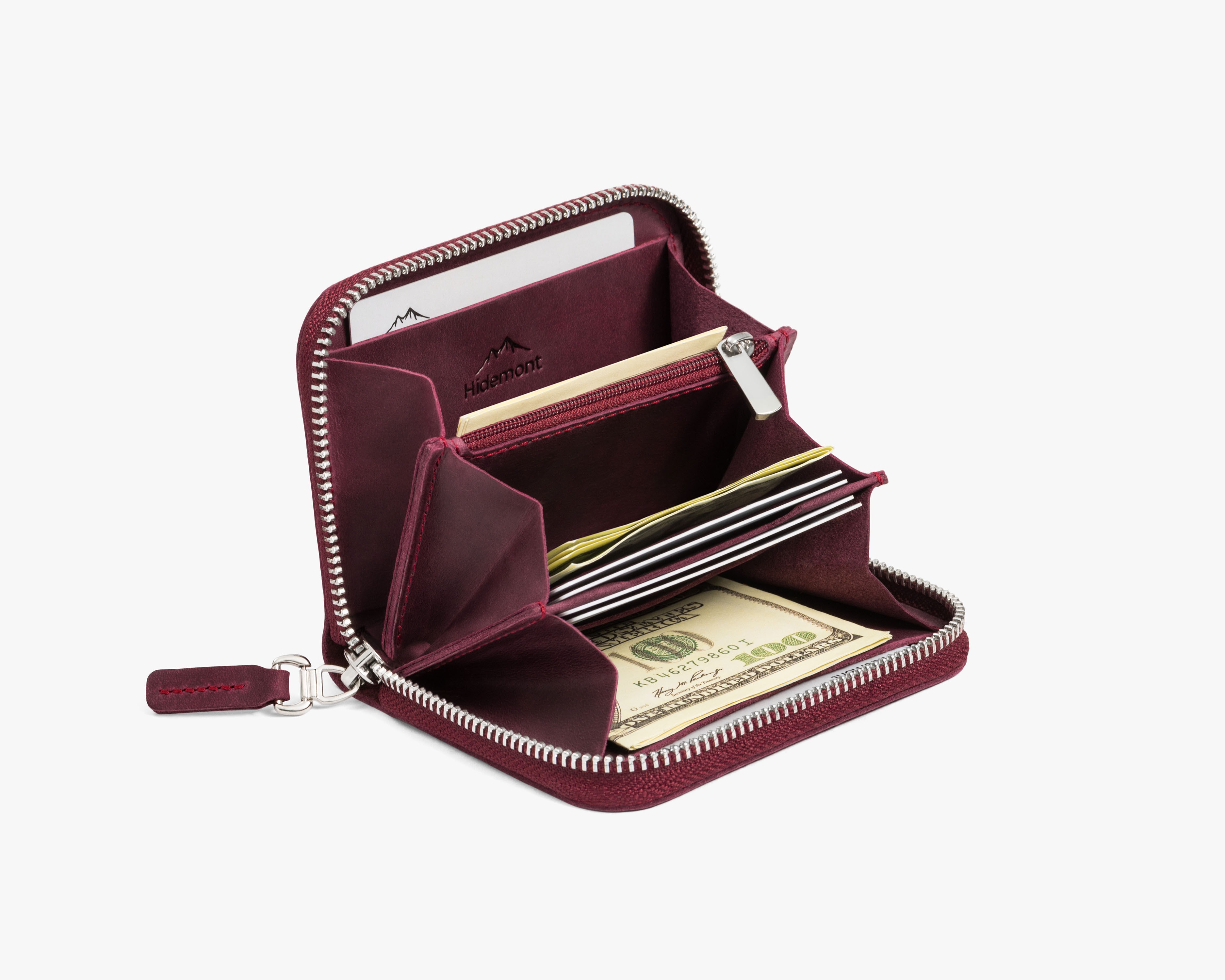 Ashley small zip-around women's leather wallet by Hidemont