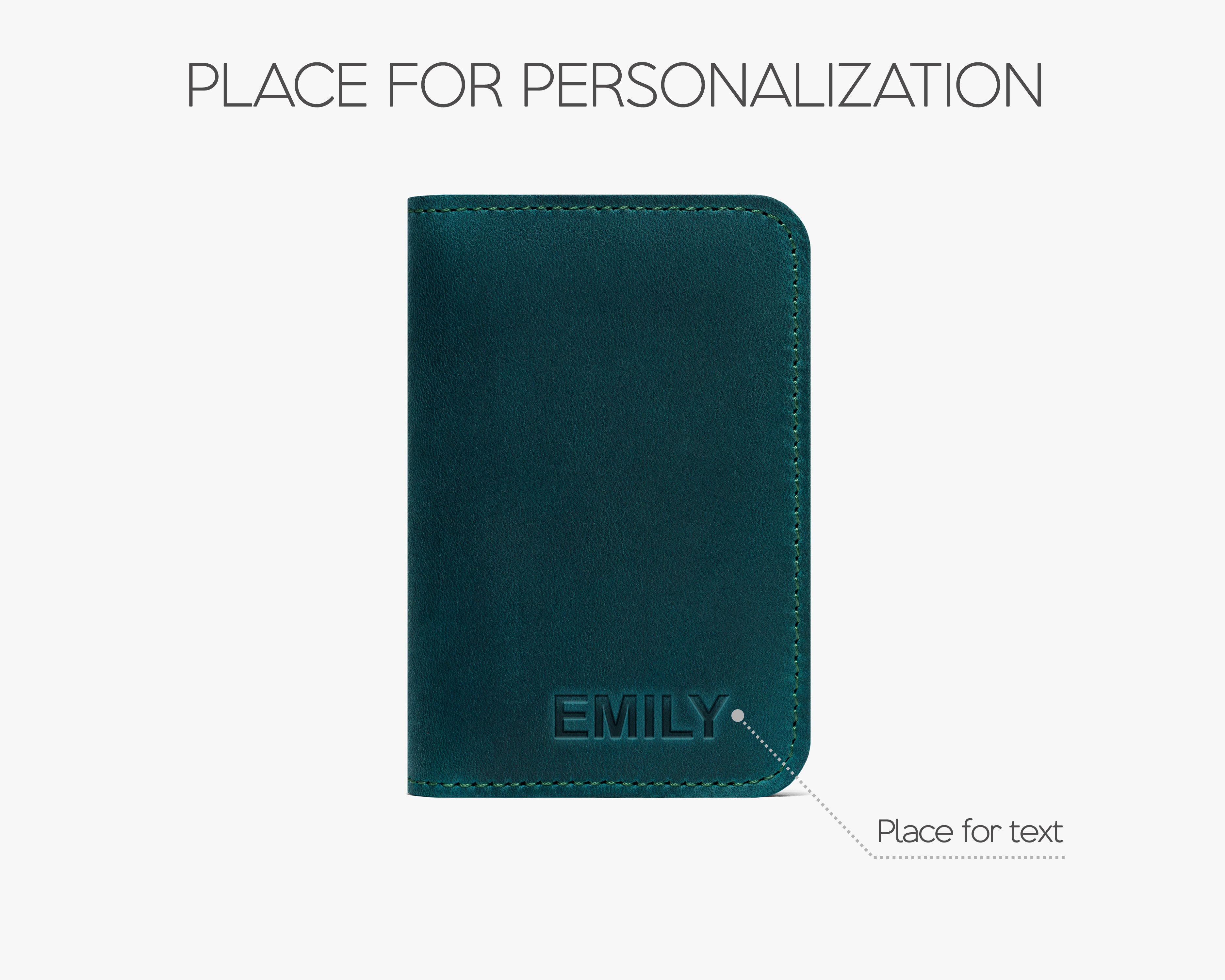 personalized leather wallet hot stamp initials Hidemont