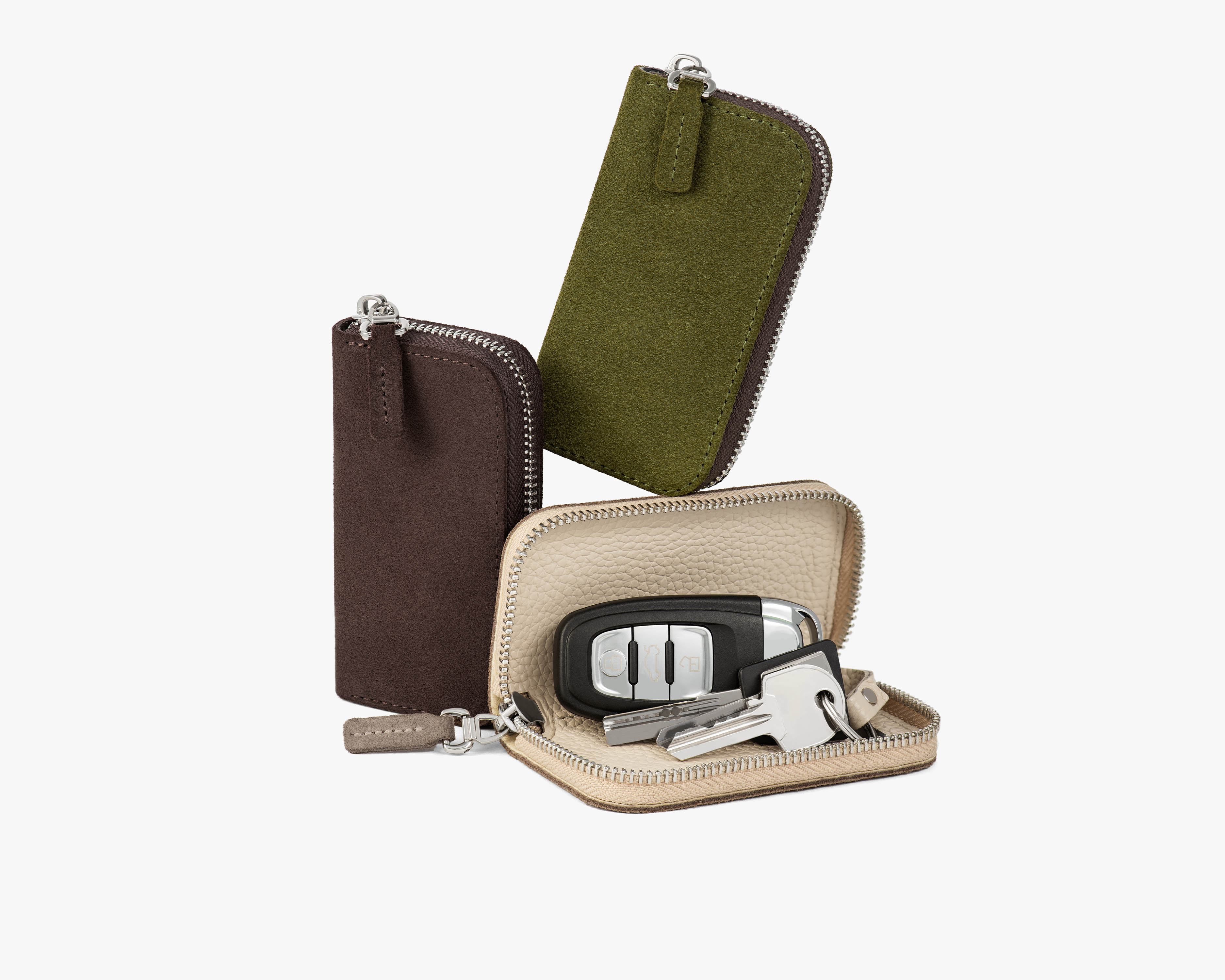 key holder wallet suede