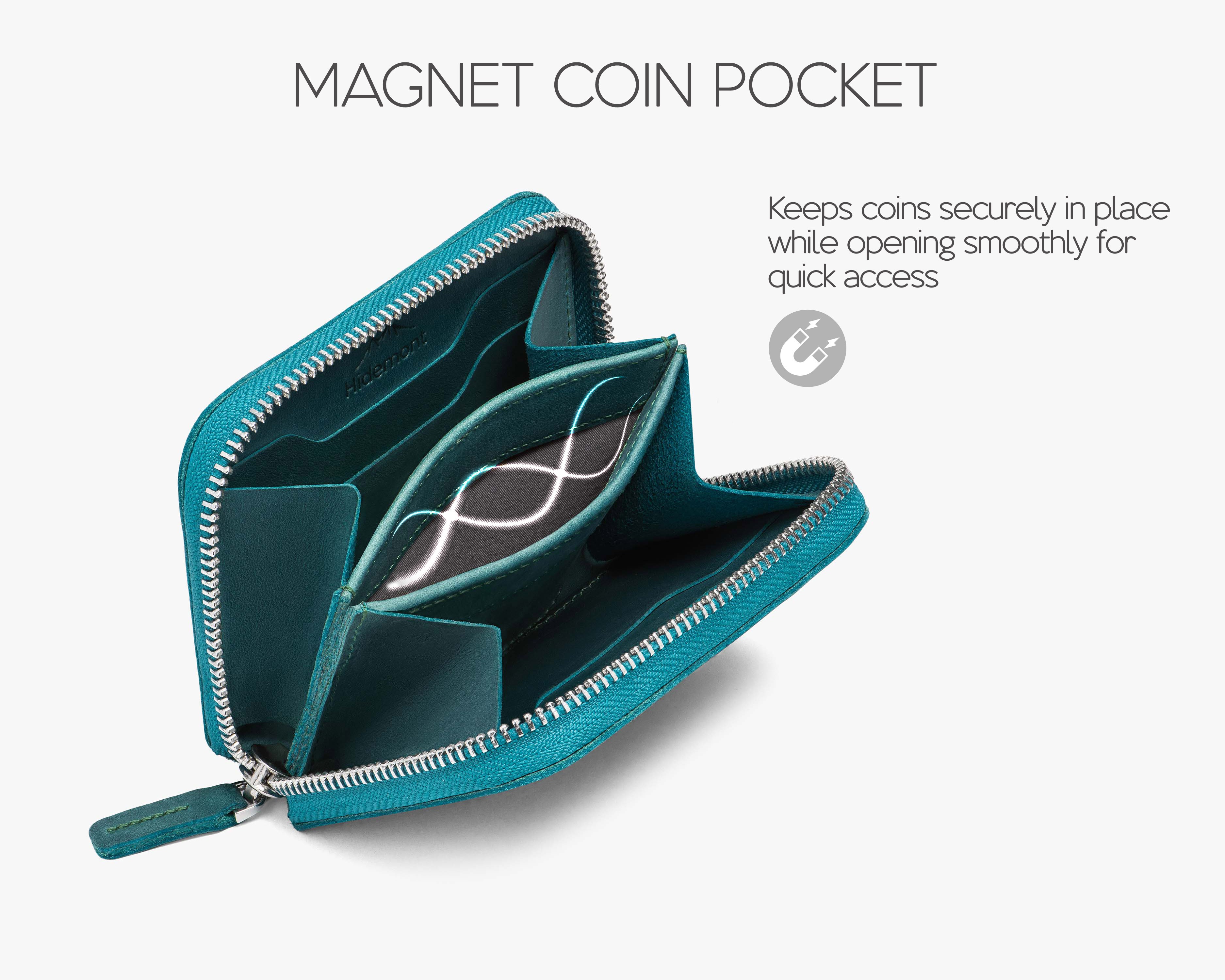 Maya leather wallet open compartments