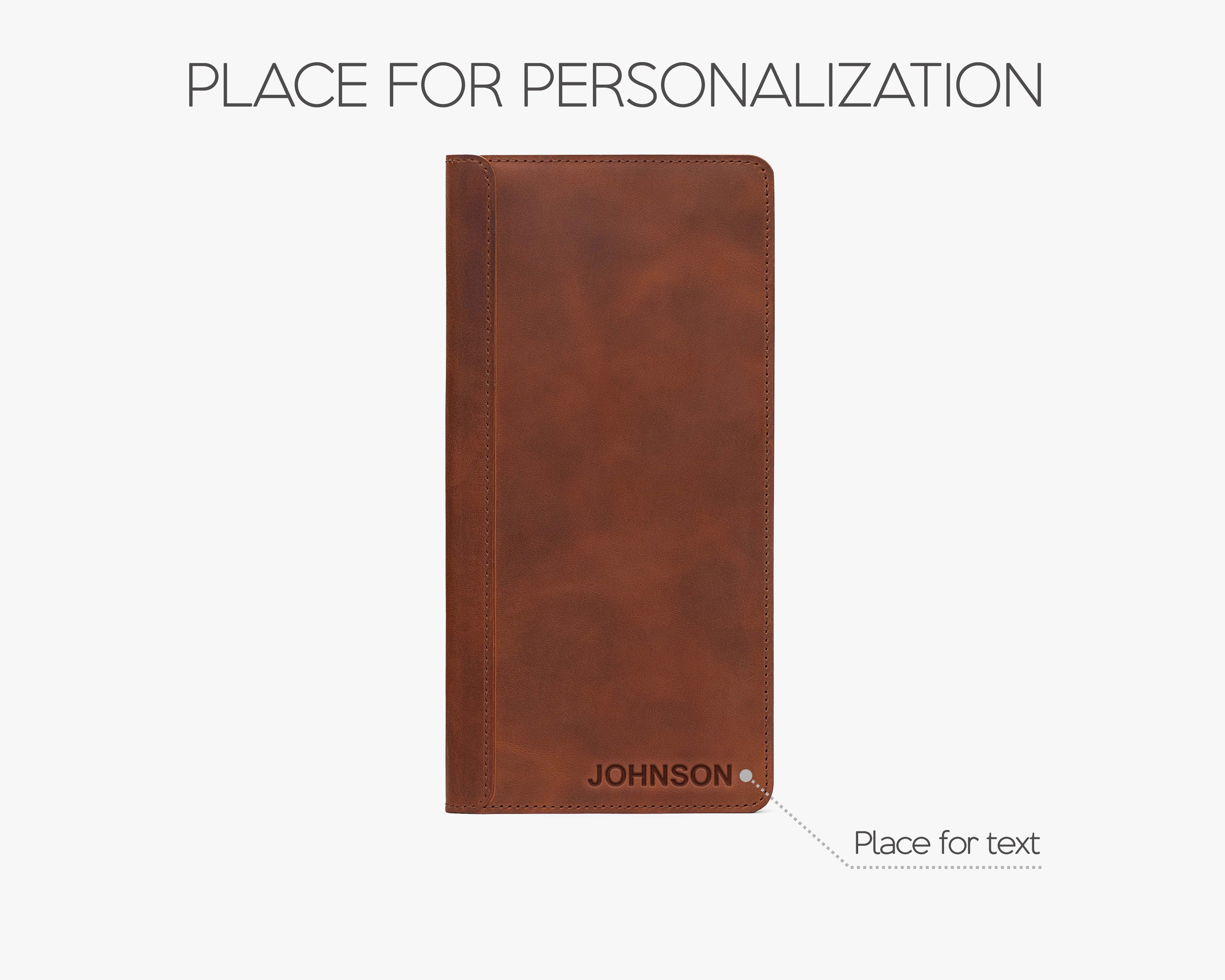 Personalized leather car document organizer with hot-stamped initials by Hidemont