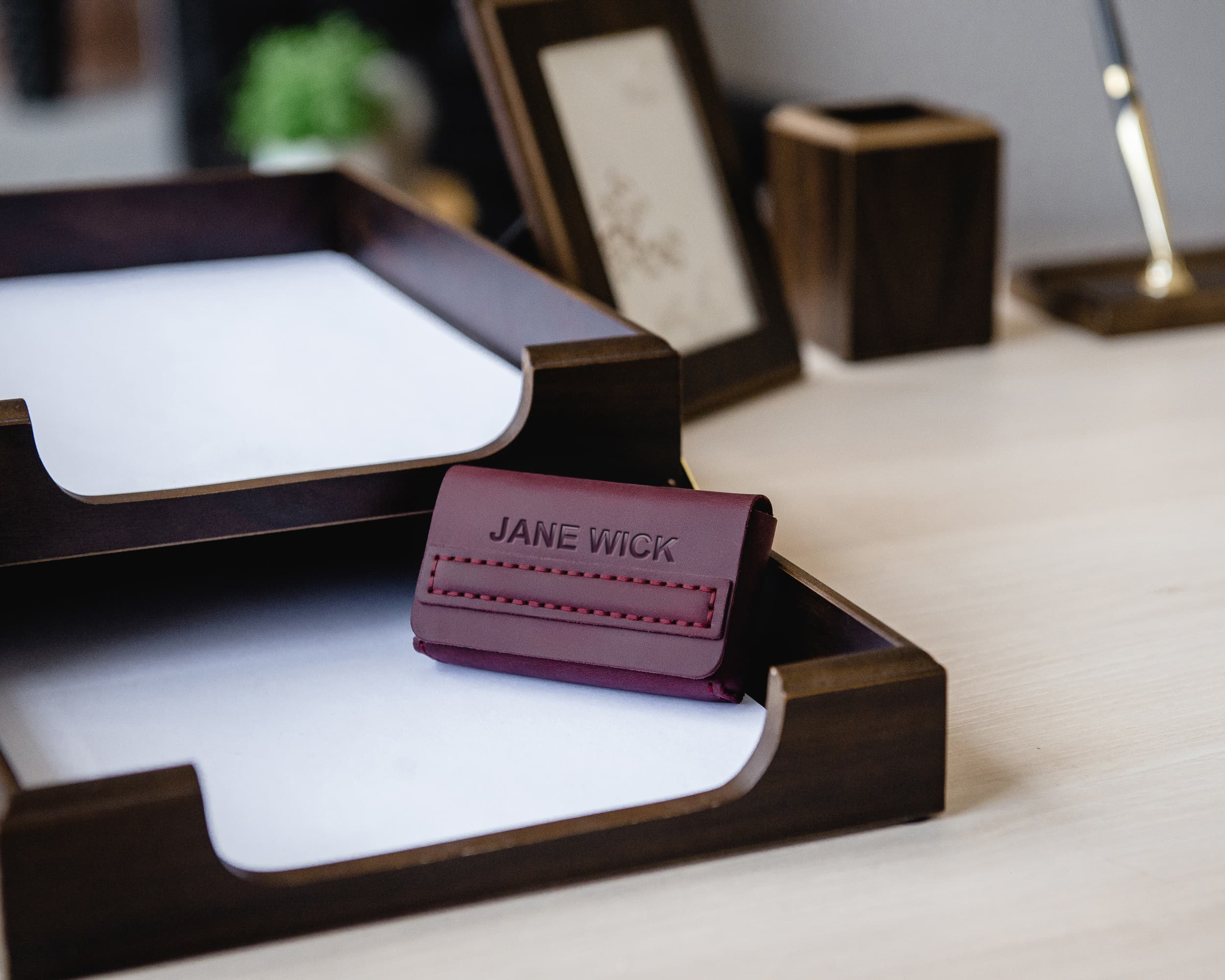 leather business card holder