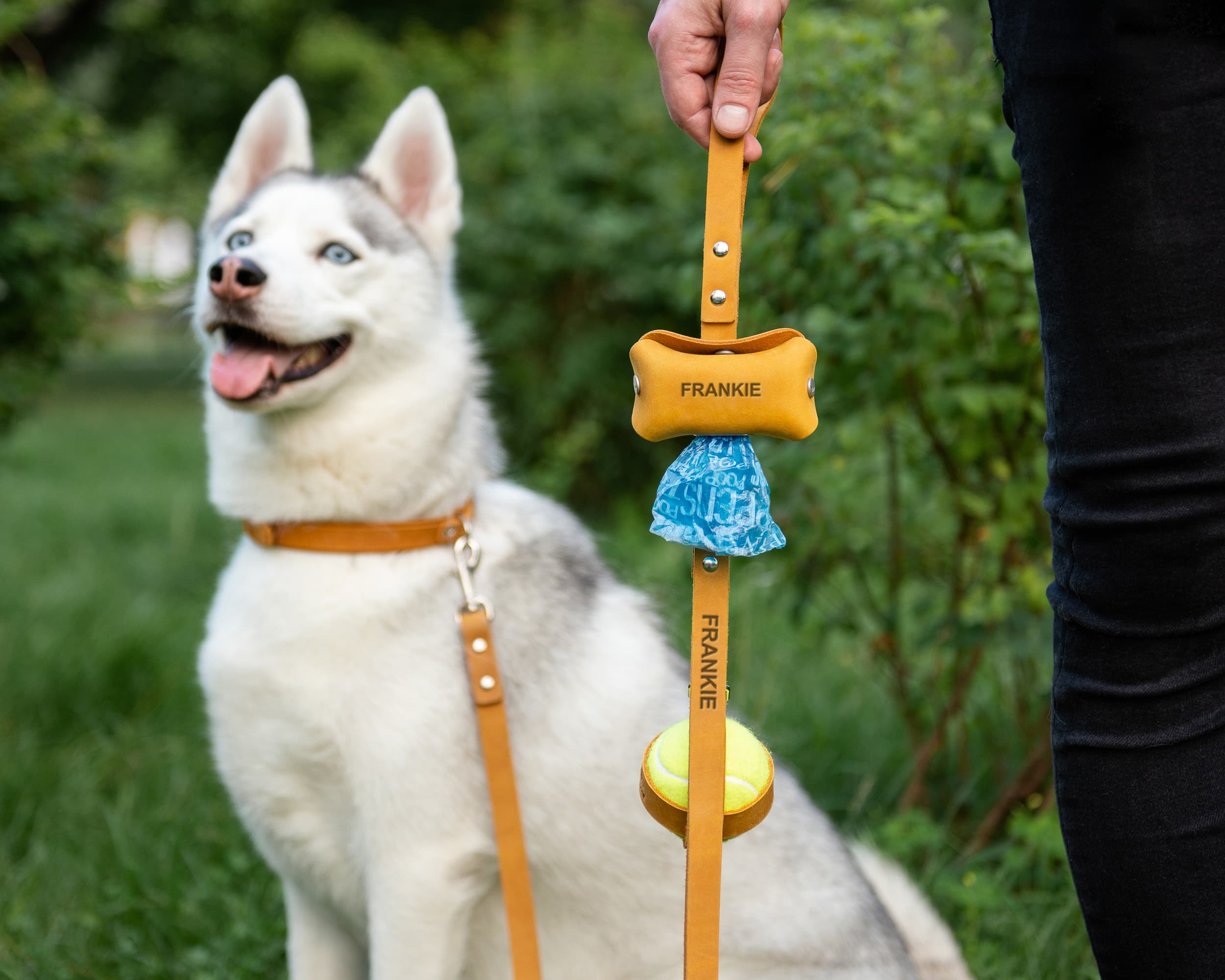 leather poop bag holder