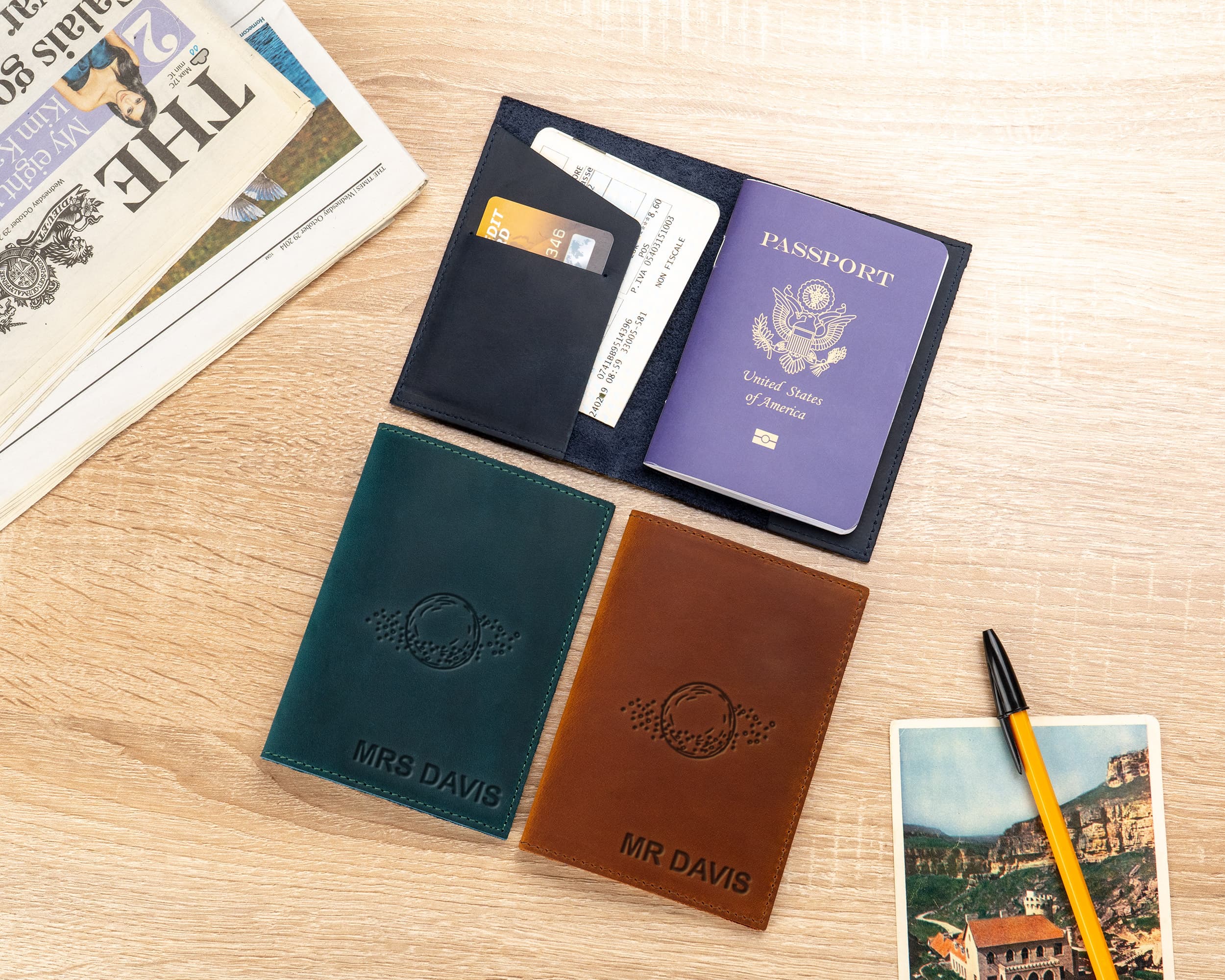 Personalized Passport Cover Travel Wallet Functional Document