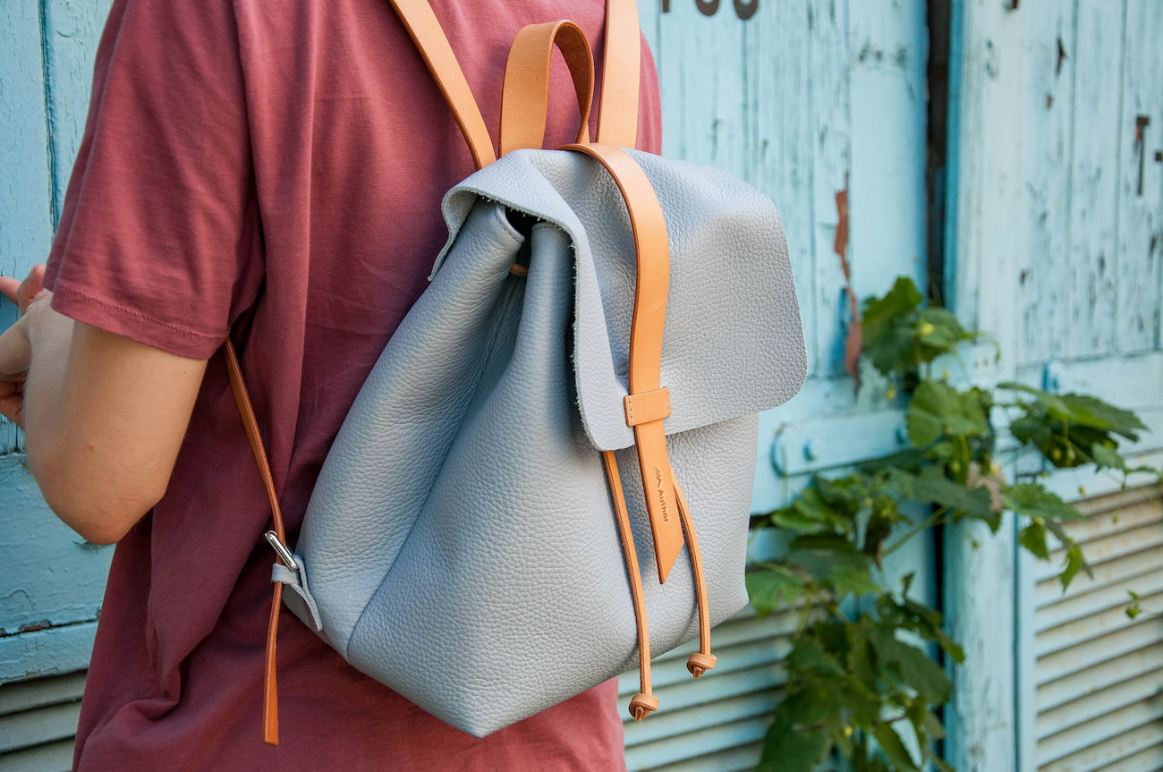 pebbled leather backpack