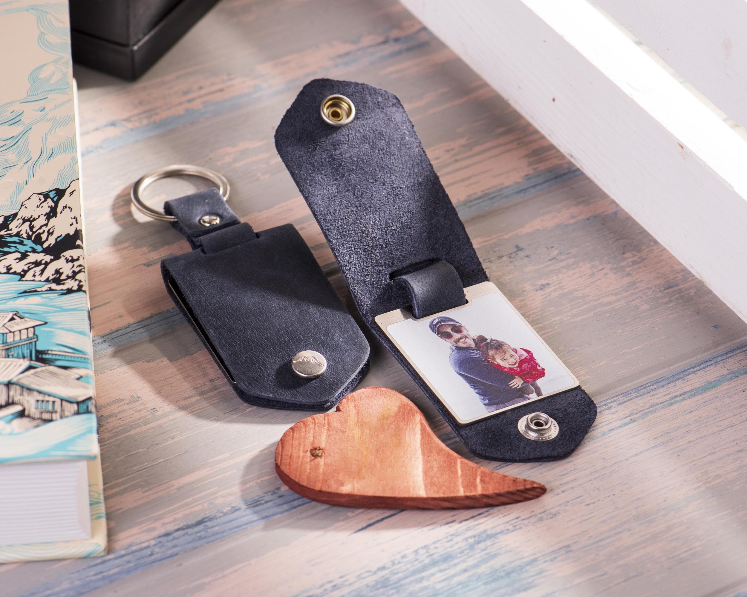 leather keychain with photo