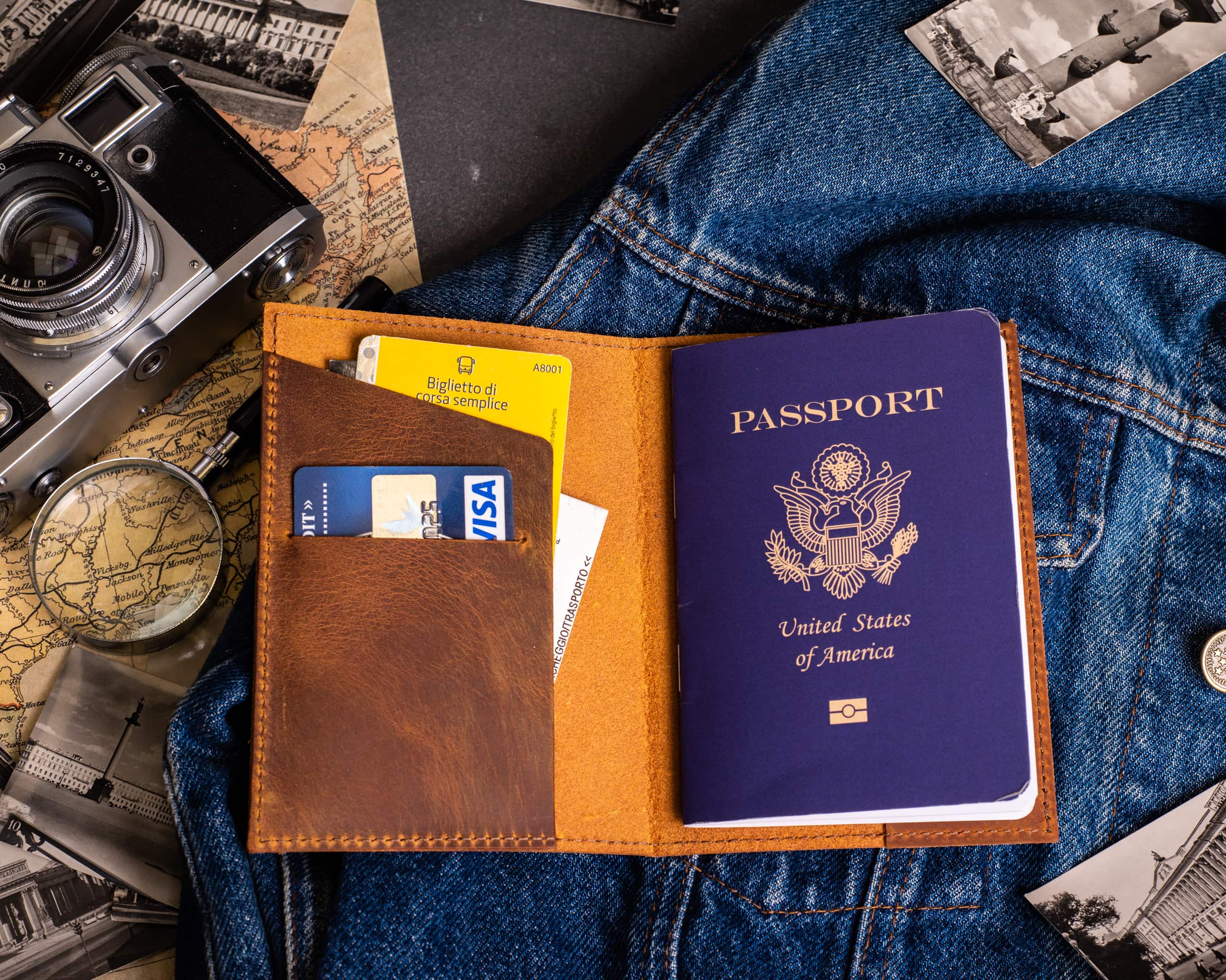 leather passport cover gift for him