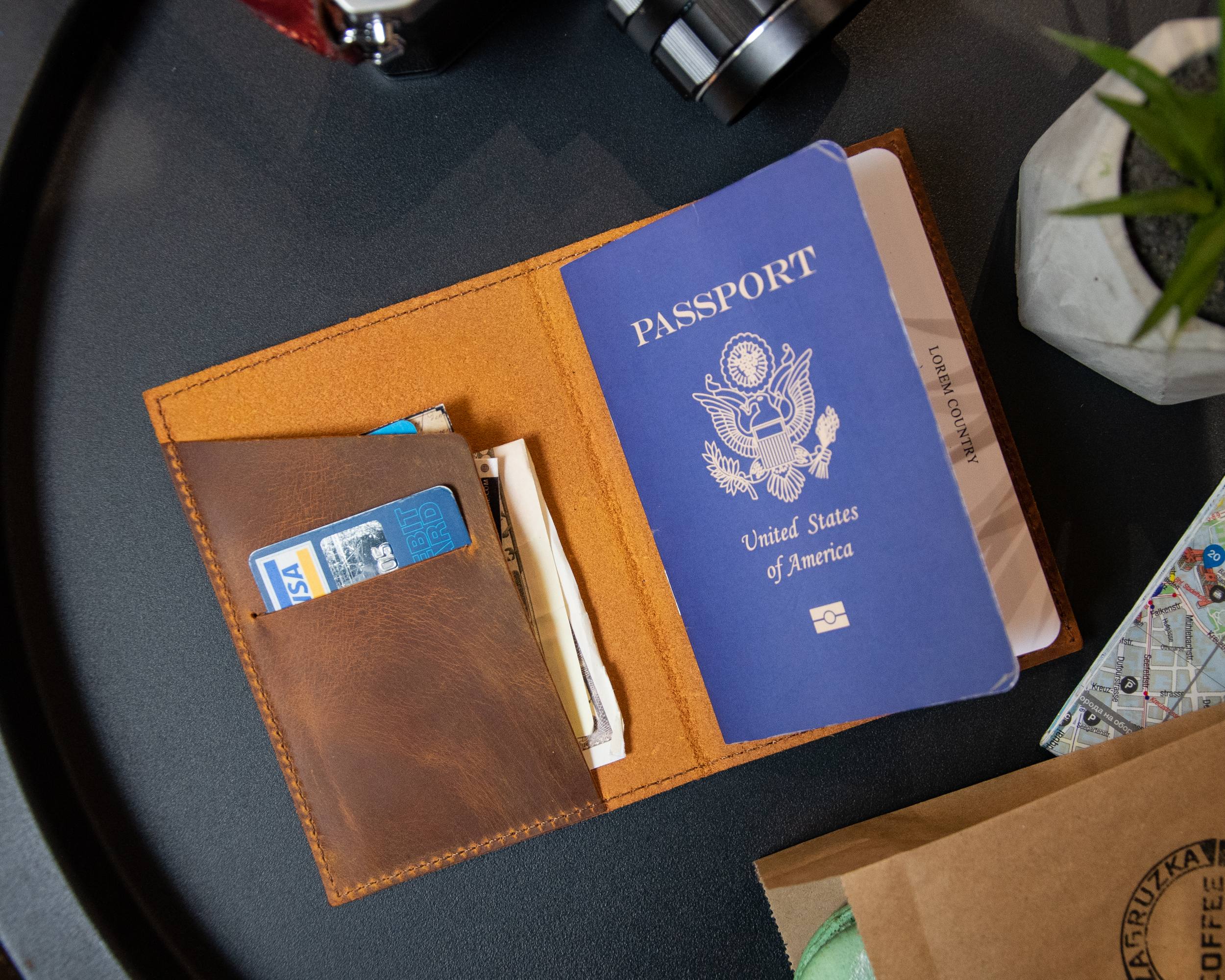 Leather passport holder